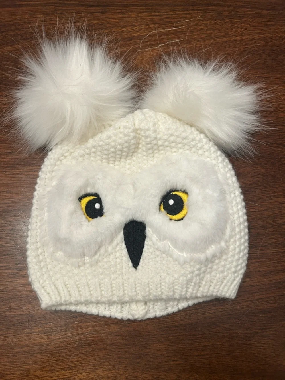 Children's Cream Hedwig Pom-Pom Beanie Hat